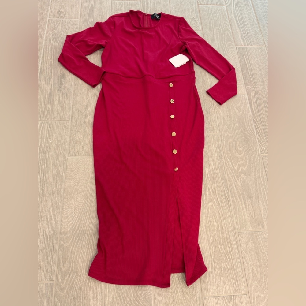 NINA PARKER Hot Pink Sexy Valentine's Day Ribbed Knit Bodycon Dress Size 1X NWT - Picture 2 of 8